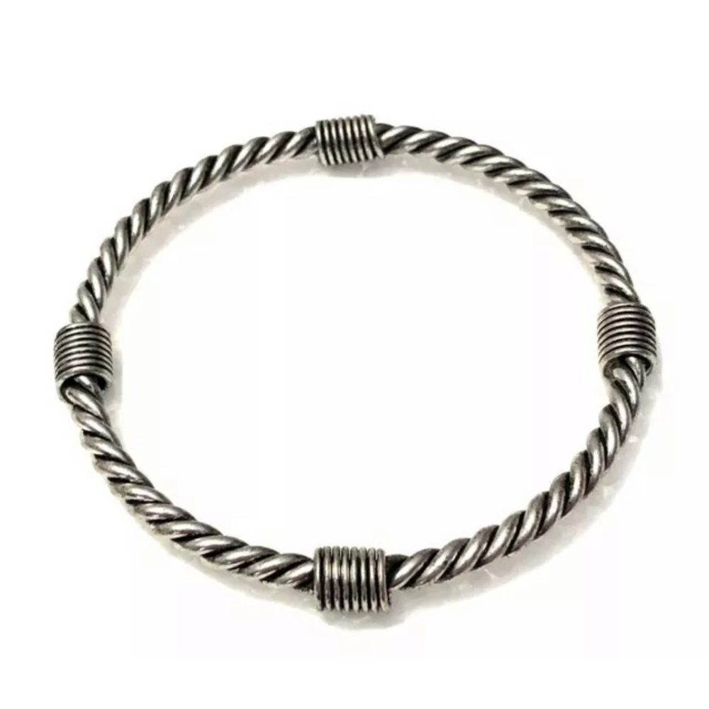 Vintage Antique Silver Steel Twisted Bracelet